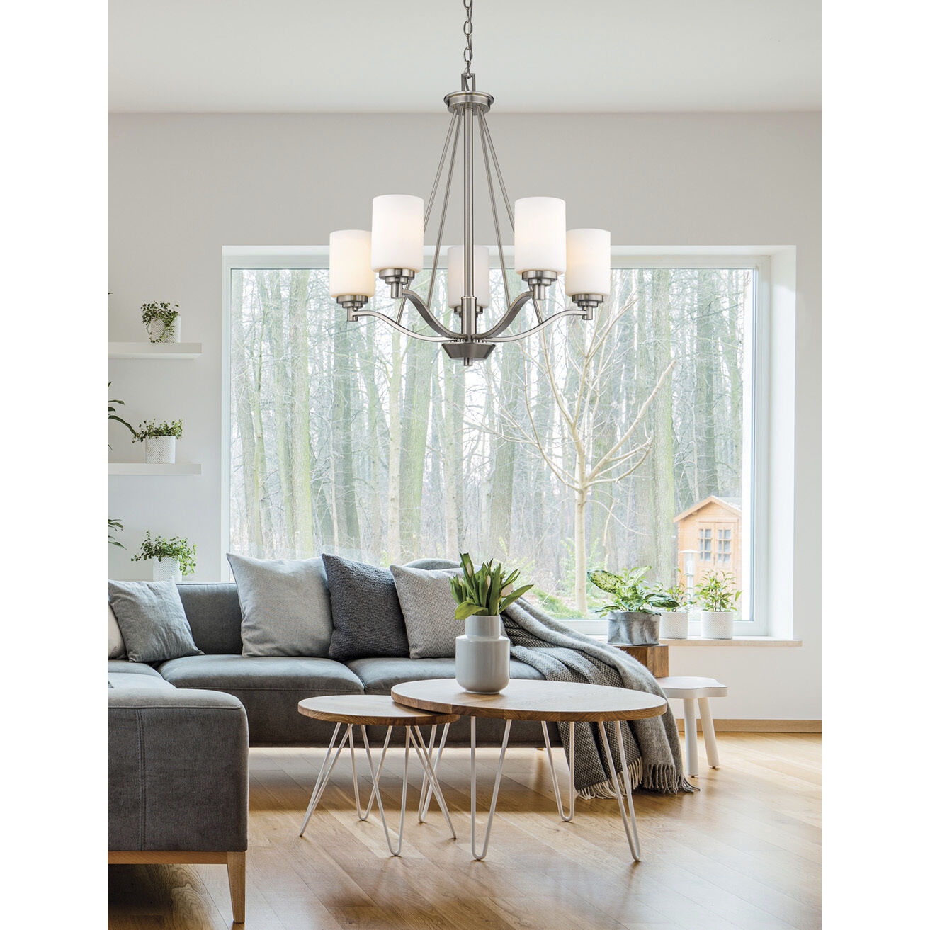 Durham 5 Light 25 inch Satin Nickel Chandelier Ceiling Light